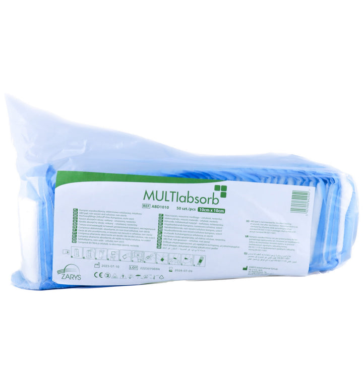 Kompresy do Gojenia 10x10cm 50szt Jednorazowe MULTIabsorb Wysokochłonne